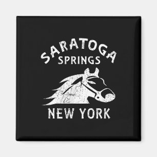 Imán Saratoga Springs Ny Caballo Gráfico Vintage Carrer