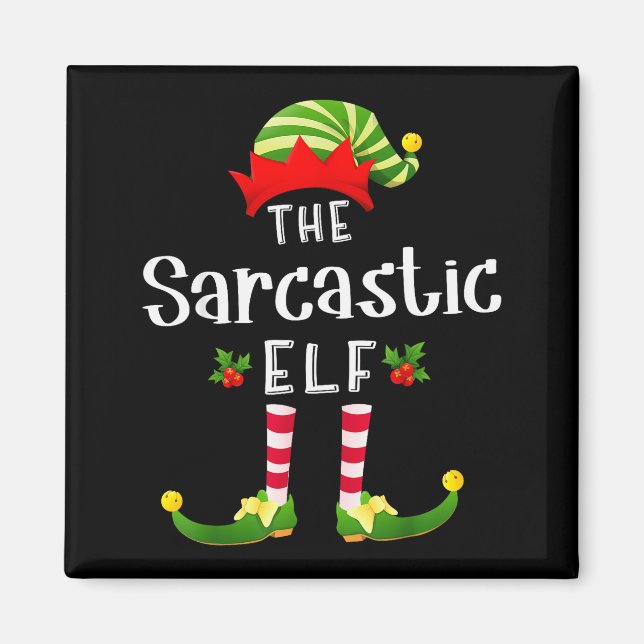 Imán Sarcastic Christmas Elf Matching Pajama X-mas Part (Frente)