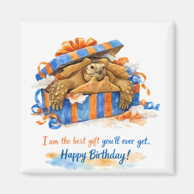 Imán Sarcastic Happy Birthday Sulcata tortoise gift (Frente)