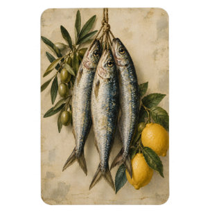 Imán Sardinas Vintage con Limones y Aceitunas Mediterra