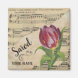 Imán Sarod Tulip Vintage Sheet Music Personalizado