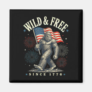 Imán Sasquatch divertido bandera americana salvaje y de