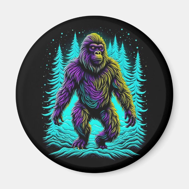 Imán Sasquatch Gran pie en Verde azulado y negro (Frente)