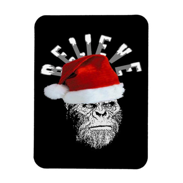 Imán Sasquatch Santa "Believe" Premium Navidades Magnet (Vertical)