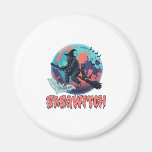 Imán Sasqwitch Bigfoot Bruja Escoba Gato Negro Luna Hal