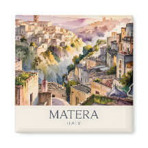 Sassi di Matera Italia Viaje Acuarela Ciudad Retro
