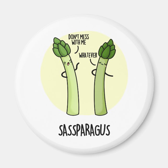 Imán Sassparagus Cute Asparagus Vegetable PUn (Frente)