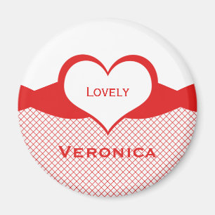 Imán Sassy Heart Fishnet Magnet, Rojo