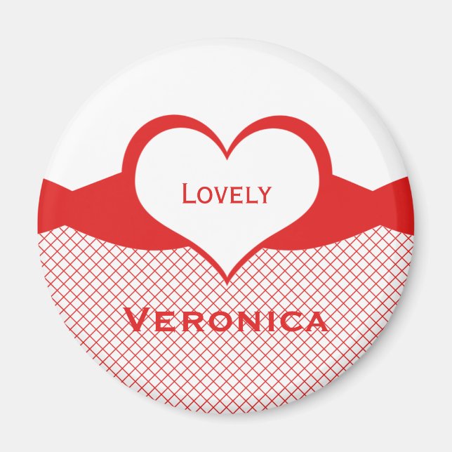 Imán Sassy Heart Fishnet Magnet, Rojo (Frente)