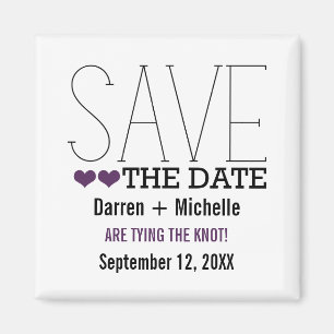 Imán Sassy Typography Save the Date Magnet, Purple