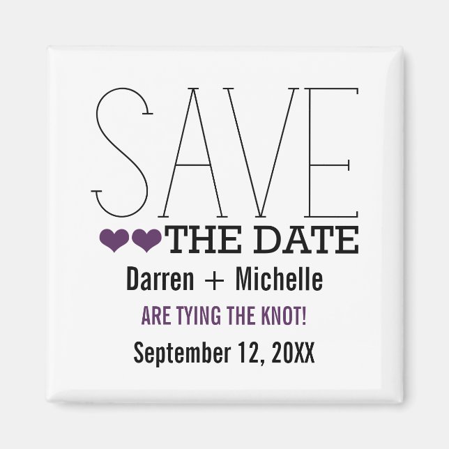 Imán Sassy Typography Save the Date Magnet, Purple (Frente)