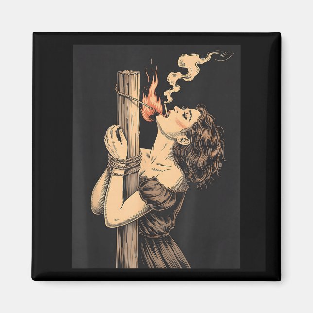 Imán Satan Devil Hell Witch With Flames Cigarette Occup (Frente)