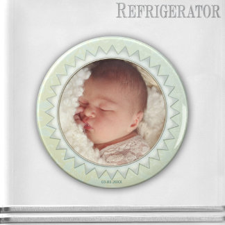 Imán Satin Damask Pastel Green Baby Photo Magnet