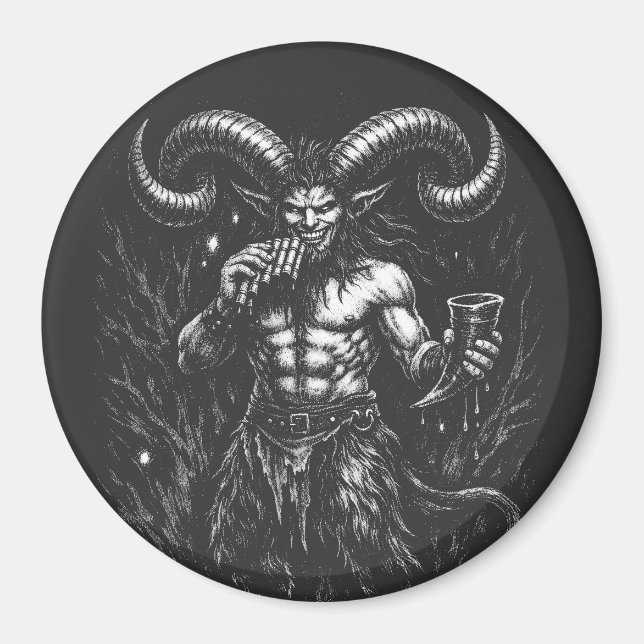 Imán Sátiro Invernal Cornudo — por BurnsInHell (Frente)