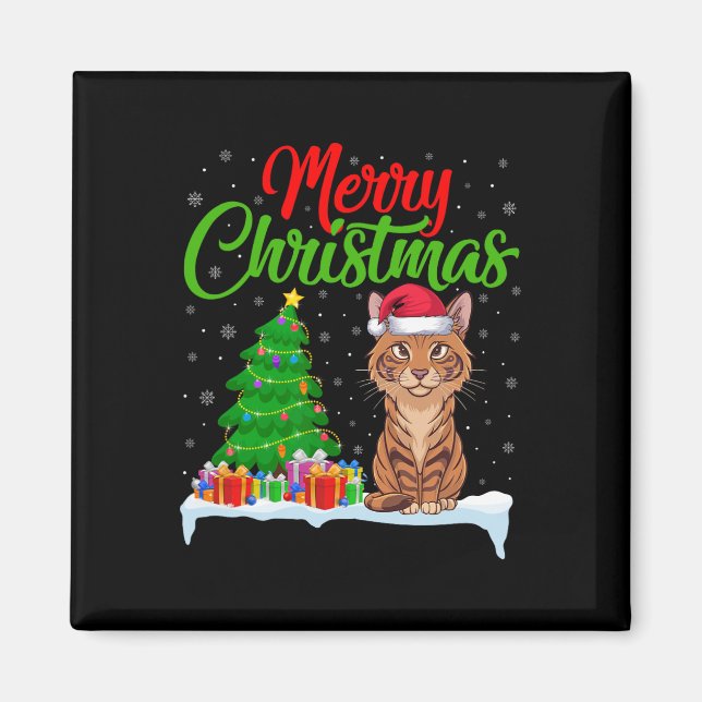 Imán Savannah Cat Christmas Tree Enfoca Navidad Savanna (Frente)