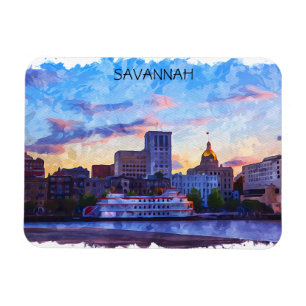 Imán Savannah Georgia Skyline Riverfront