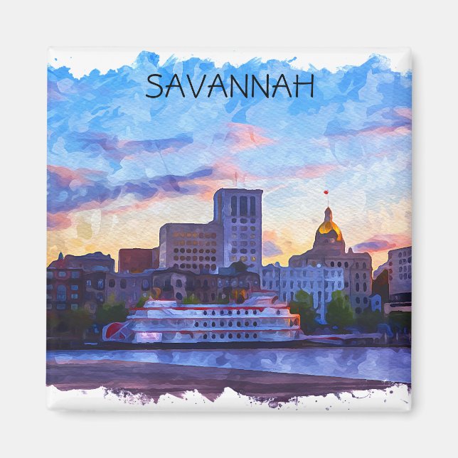 Imán Savannah Georgia Skyline Riverfront (Frente)