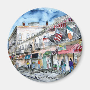 Imán savannah_river_street_painting, Savannah GA Riv...