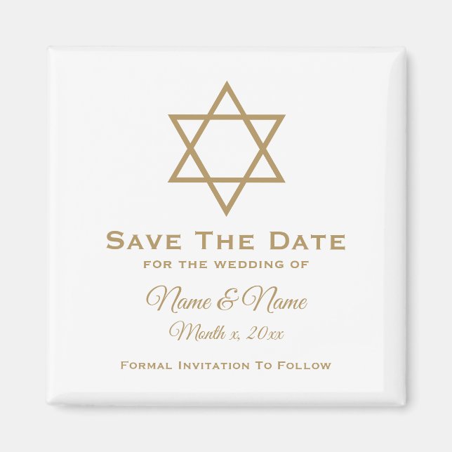 Imán Save The Date Boda Magnet : Estrella de David (Frente)