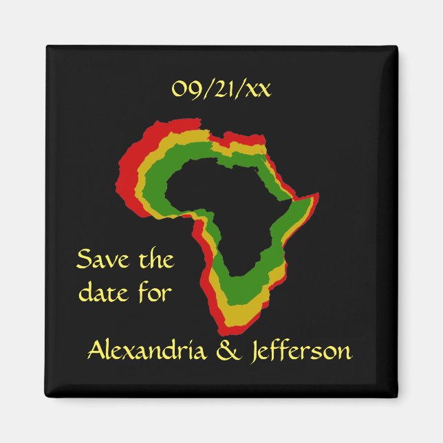 Imán "Save the Date" - Colores panafricanos (Frente)
