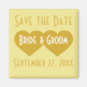 Imán Save the Date Corazones de Oro