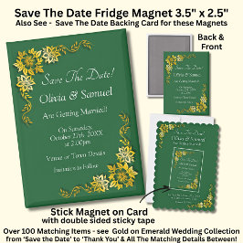 Imán Save The Date - Emerald & Gold 3.5" x 2.5" Fridge