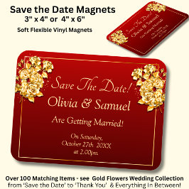 Imán Save The Date - Gold Roses Maroon Red Vinyl 