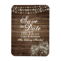 Save the Date Magnet - Luces rusticas de Mason Jar