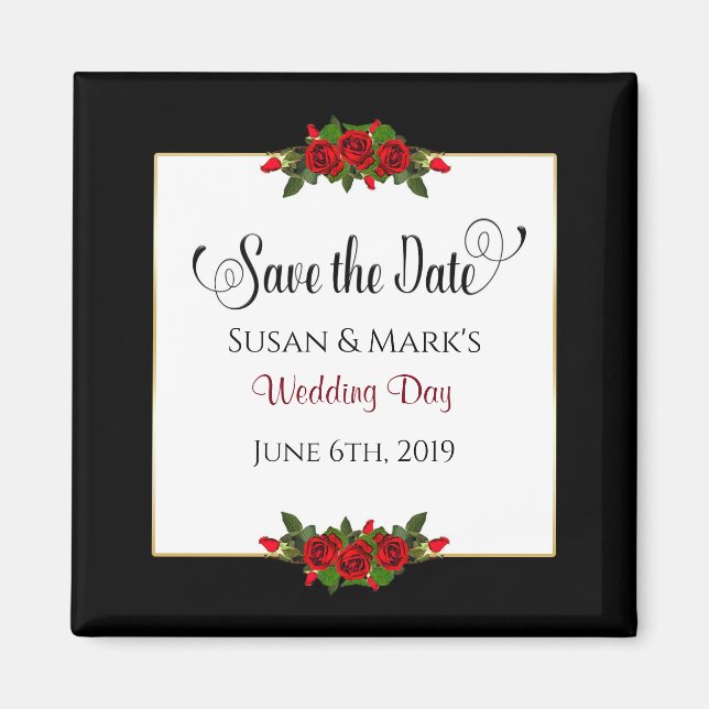 Imán Save the Date, Magnets, Red Rose Collection (Frente)