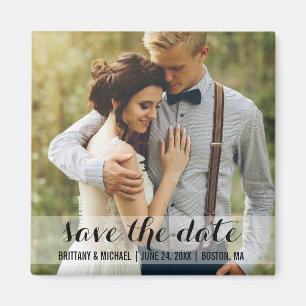 Imán Save the Date Modern Engagement Photo Magnet SW