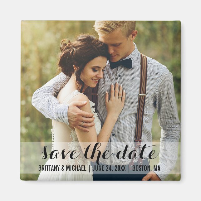 Imán Save the Date Modern Engagement Photo Magnet SW (Frente)
