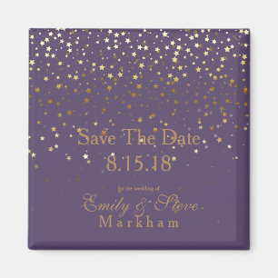 Imán Save the Date Petite Golden Stars Magnet-Amethyst
