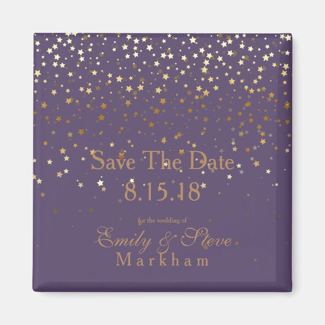 Imán Save the Date Petite Golden Stars Magnet-Amethyst (Frente)