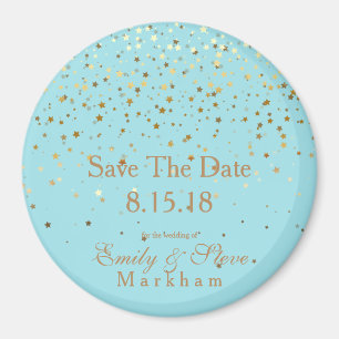 Imán Save the Date Petite Golden Stars Magnet-Aqua