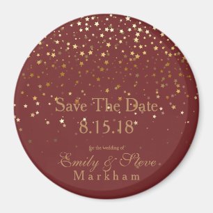 Imán Save the Date Petite Golden Stars Magnet-BRGNDY