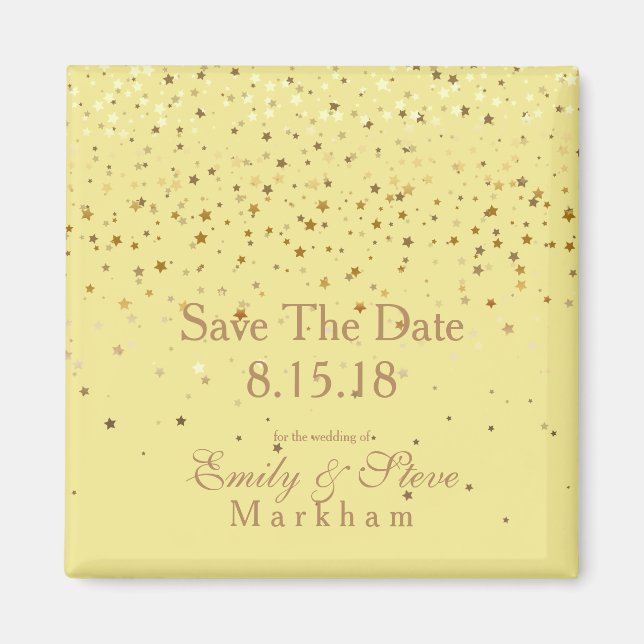 Imán Save the Date Petite Golden Stars Magnet-Yellow (Frente)