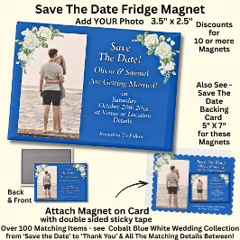 Imán Save The Date, Photo - Blue White Fridge 