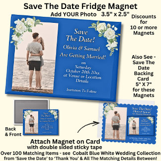 Imán Save The Date, Photo - Blue White Fridge 