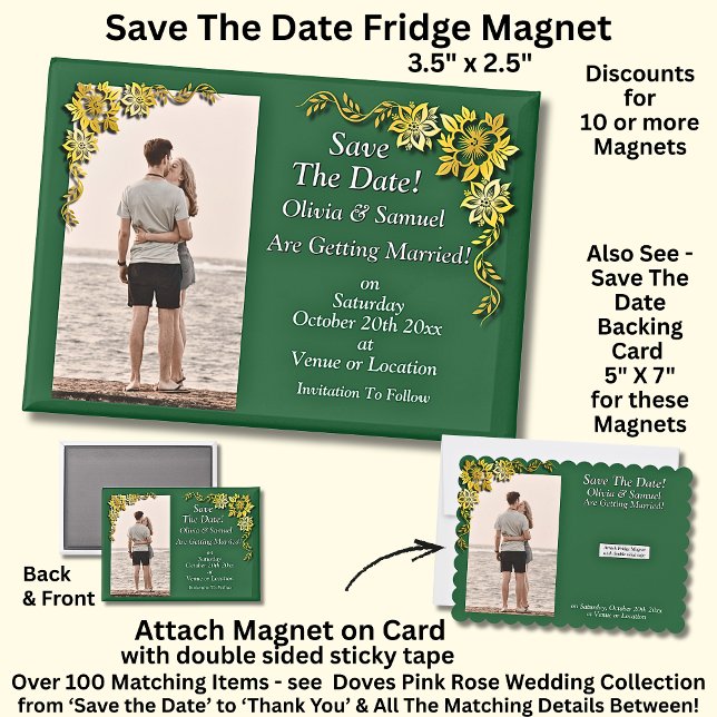Imán Save The Date, Photo -Emerald Green & Gold Fridge  (Subido por el creador)