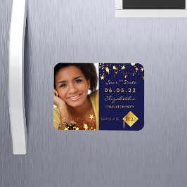 Imán Save the Date photo graduation party 2022 blue