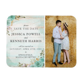 Imán Save the Date Rustic Turquoise Floral Personalizad