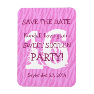 Imán Save the Date Sweet 16 Zebra Birthday Celebration