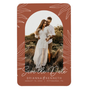 Imán Save the Date Terracotta Botanical with Arch Photo
