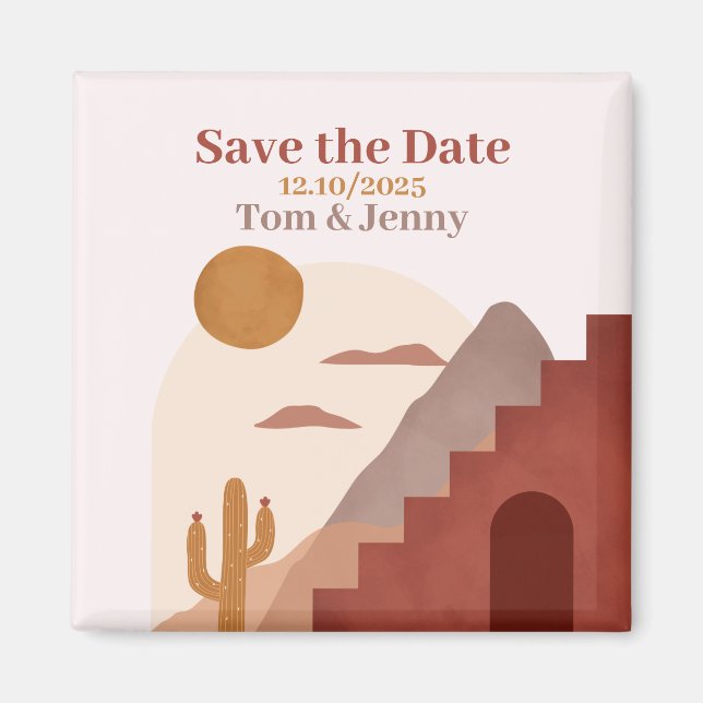 Imán Save the Date - Terracotta por Ludilabel (Frente)