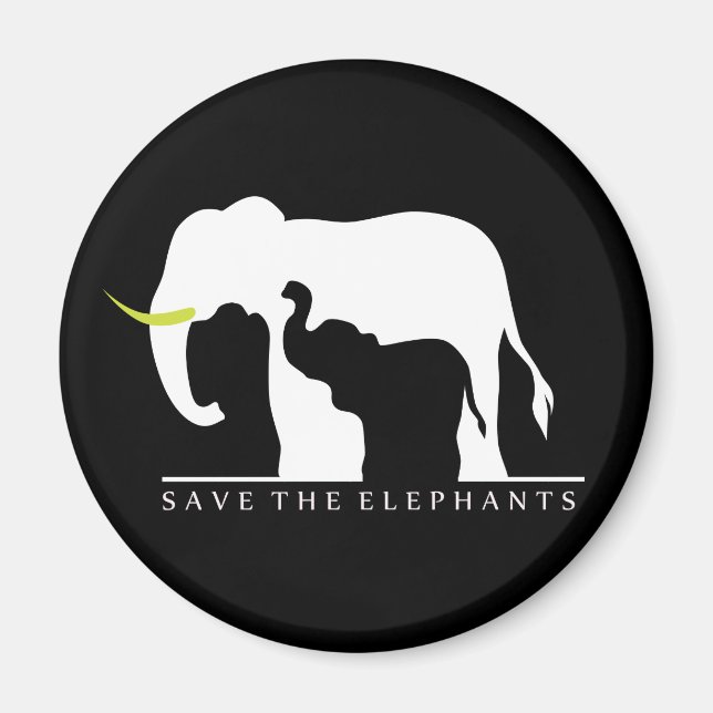 Imán Save the Elephants (black) (Frente)