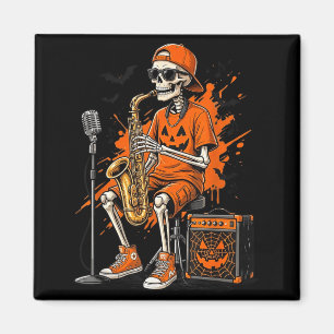 Imán Saxofón Esqueleto Halloween Divertido Saxofonista 