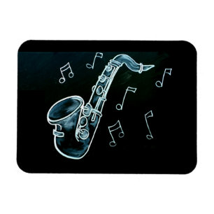 Imán Saxofón y notas musicales