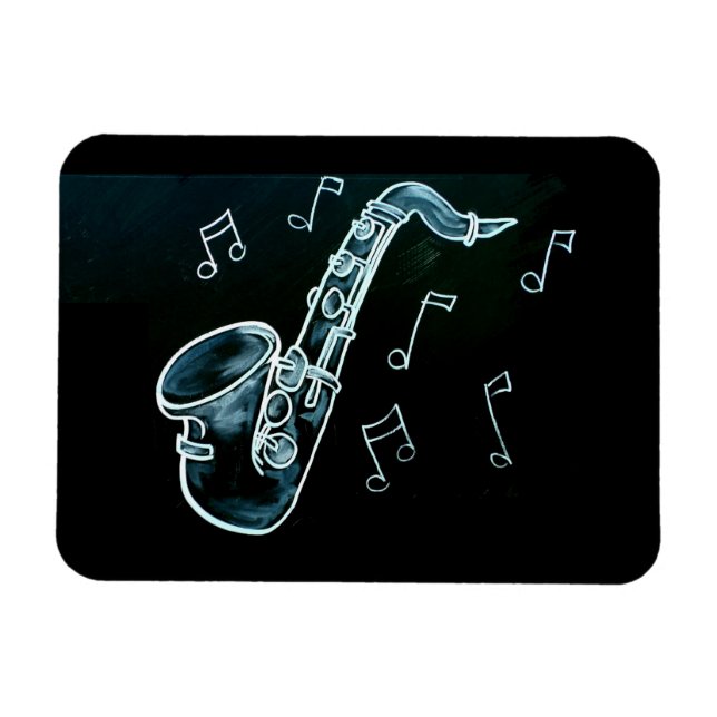Imán Saxofón y notas musicales (Horizontal)