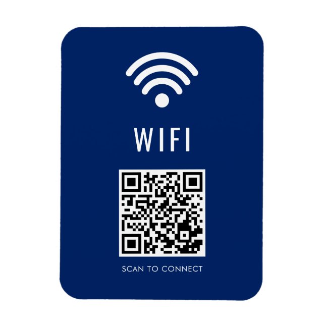 Imán Scan to Connect Navy WiFi Magnet with QR Code (Vertical)
