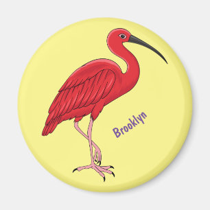 Imán Scarlet ibis bird cartoon illustration